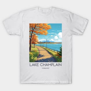 A Pop Art Travel Print of Lake Champlain - Vermont - US T-Shirt